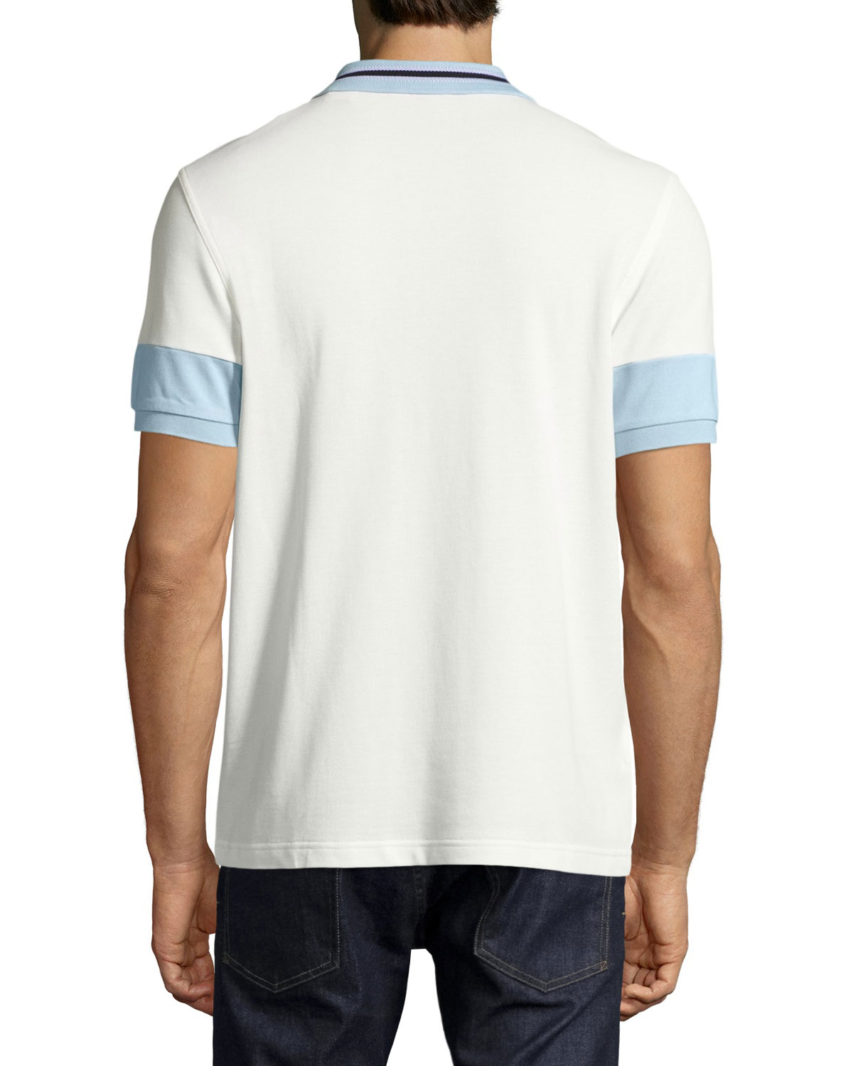 Colorblock Pique Polo Shirt, White