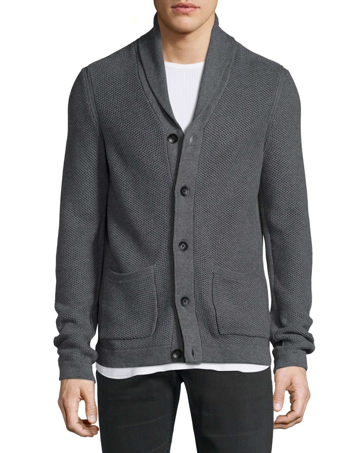 Standard Issue Avery Shawl-Collar Knit Cardigan, Charcoal