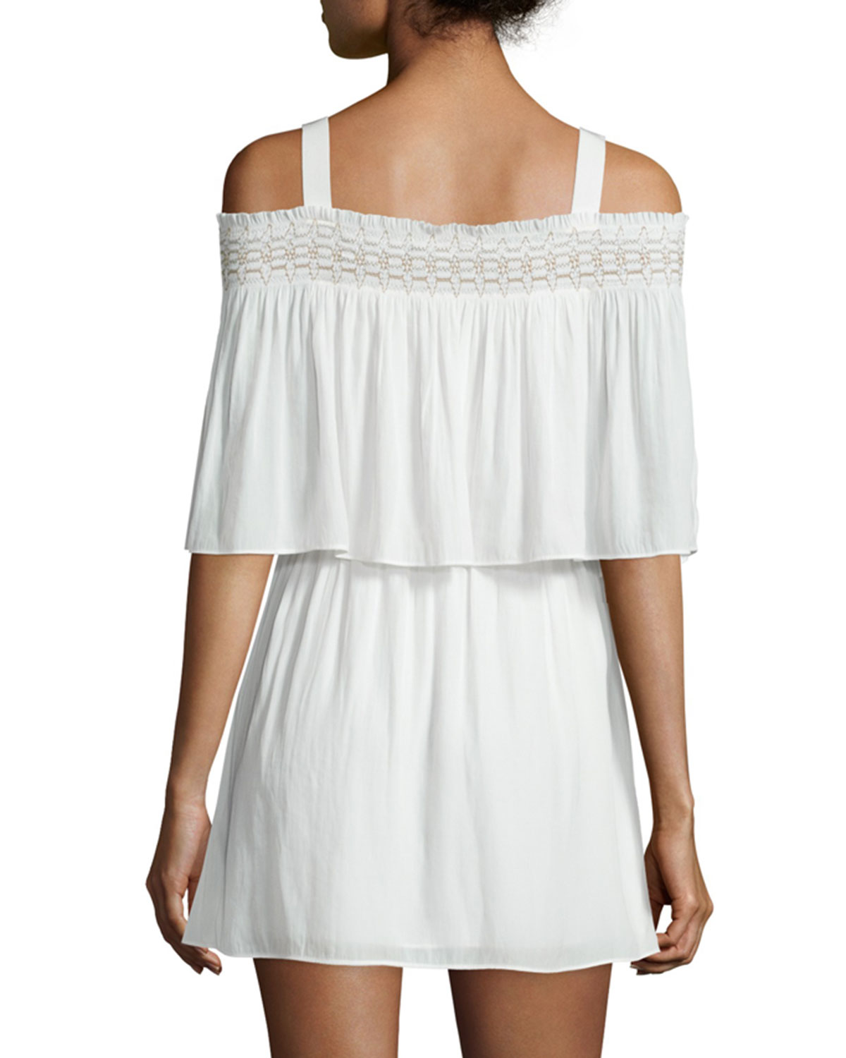 Sadie Cold-Shoulder Popover Mini Dress, Soft White
