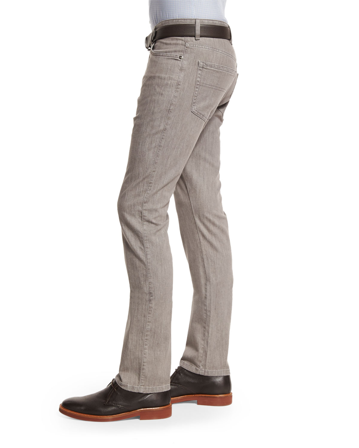 Five-Pocket Stretch-Cotton Denim Jeans, Khaki