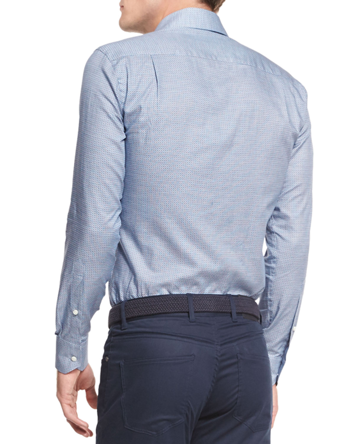 Regal Diamond-Print Sport Shirt, Imperial Turquoise