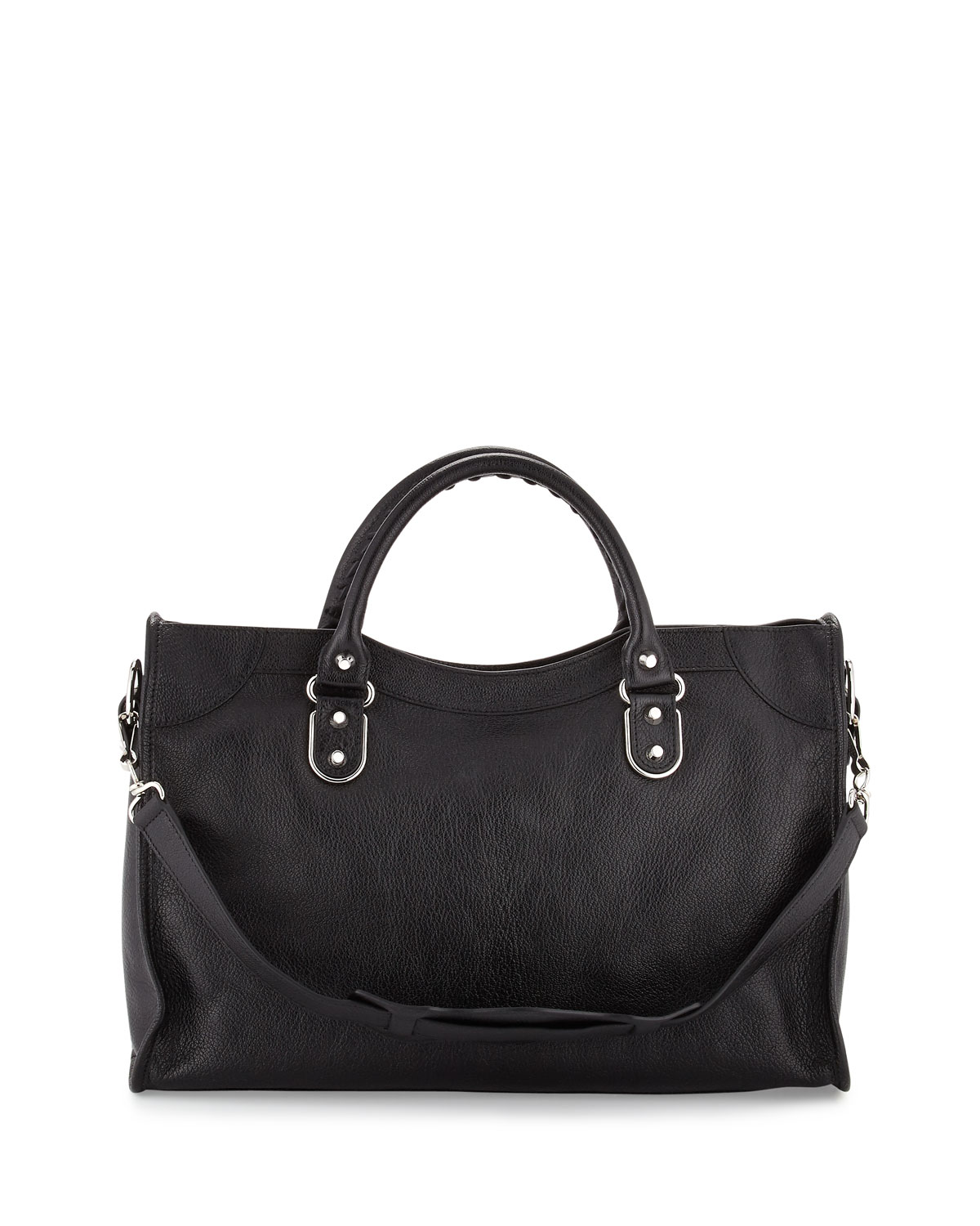 Metallic Edge City Bag, Black