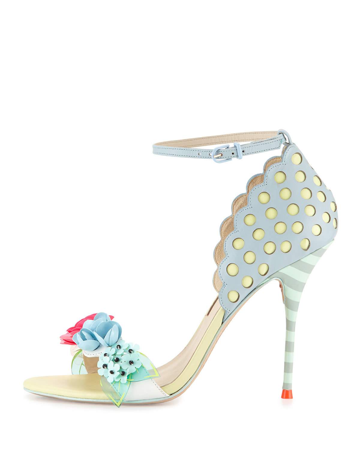 Lilico Floral Ankle-Wrap Sandal, Pearl Blue