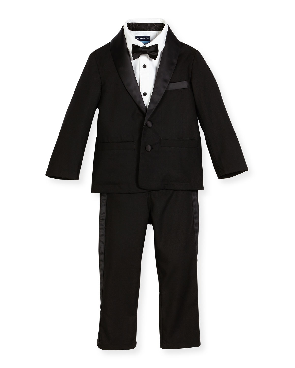 Wool-Blend Four-Piece Tuxedo Set, Black, Size 2-6