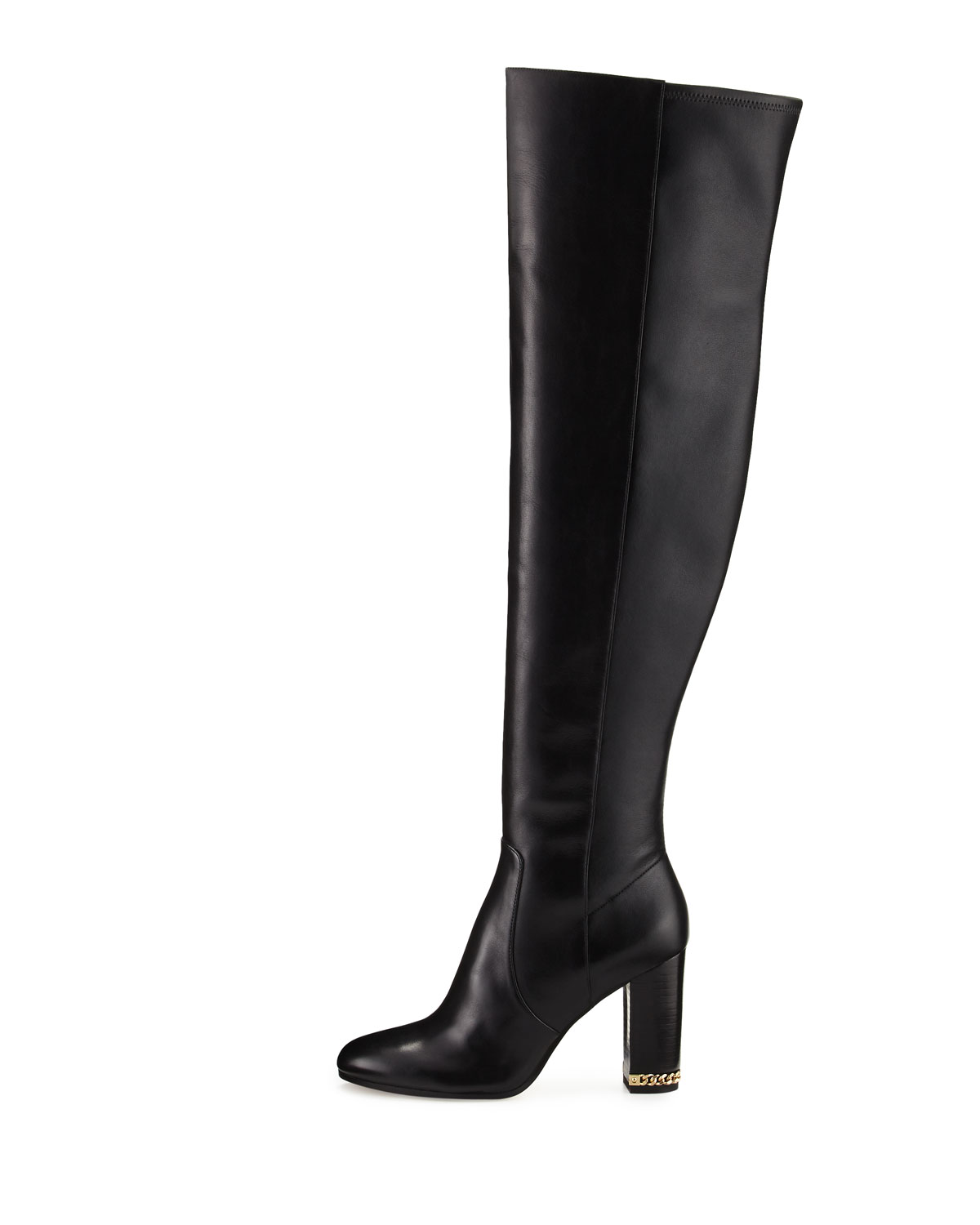 Sabrina Leather 100mm Knee Boot, Black