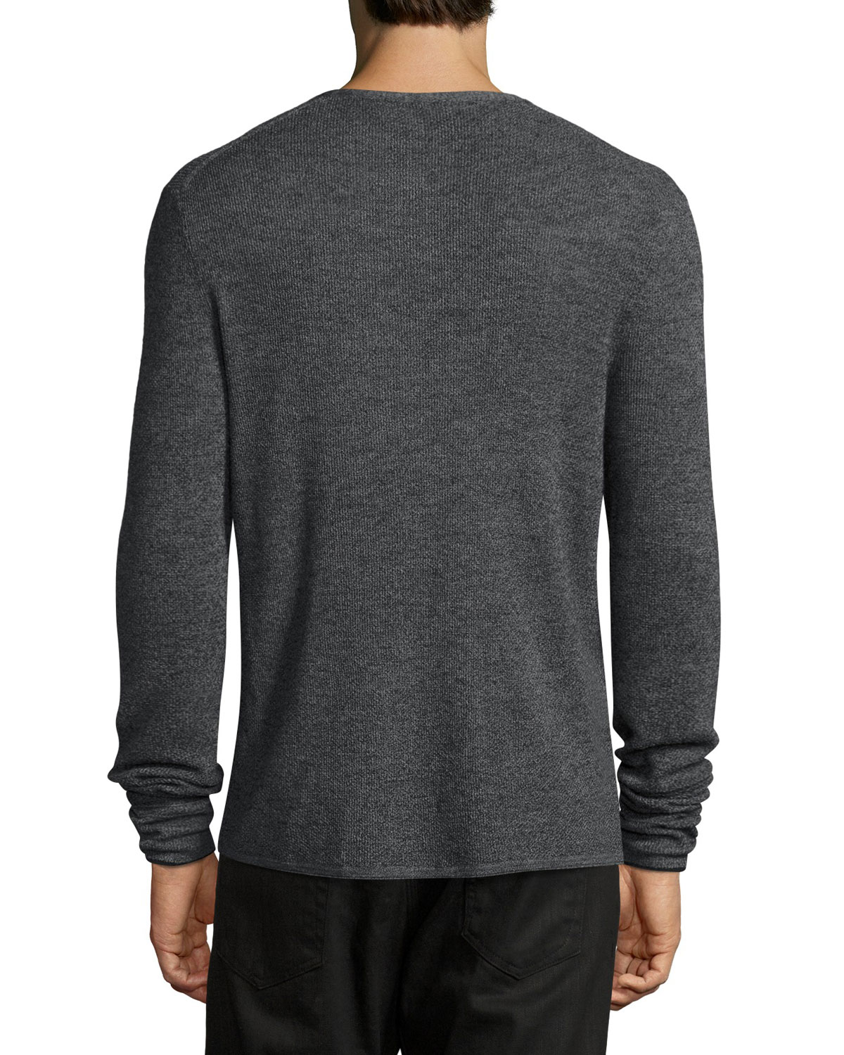 Merino Wool Waffle Henley, Charcoal