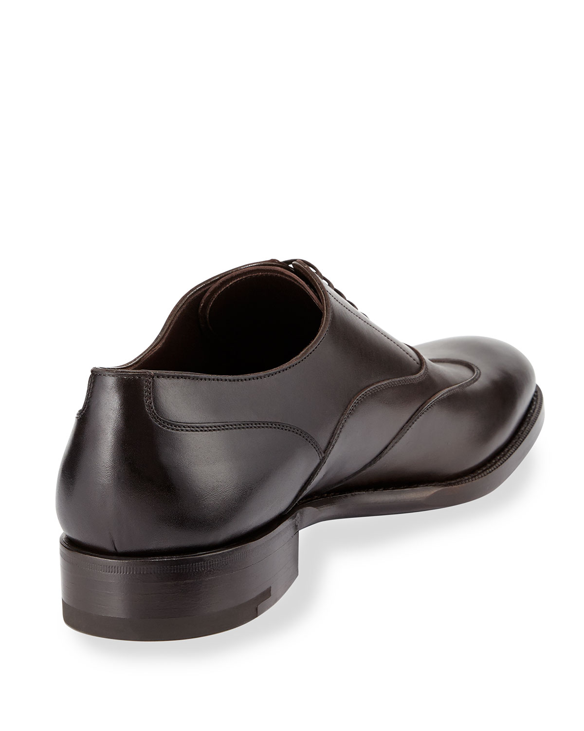 Leather Wing-Top Oxford, Dark Brown 