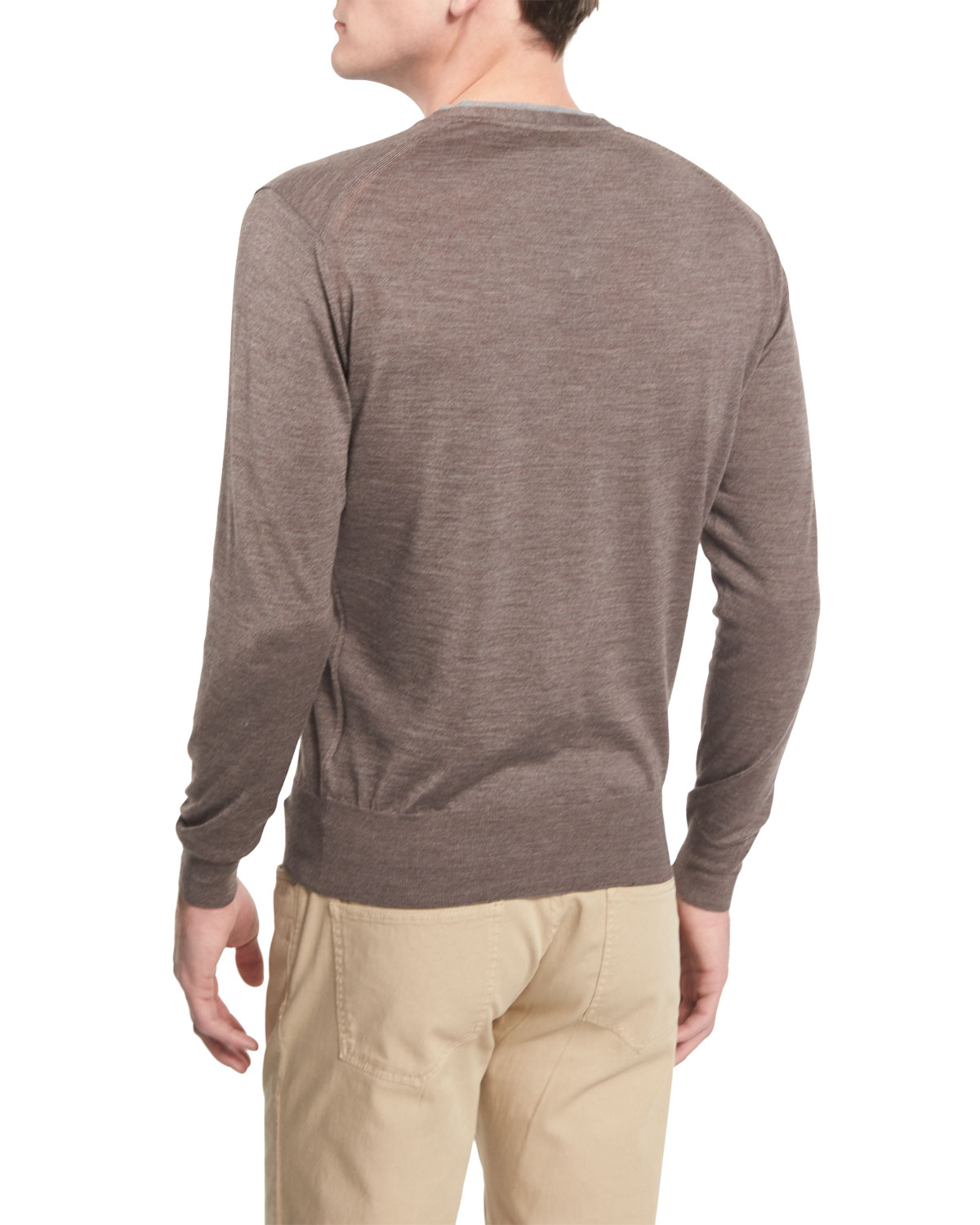 Silk-Blend V-Neck Pullover Sweater