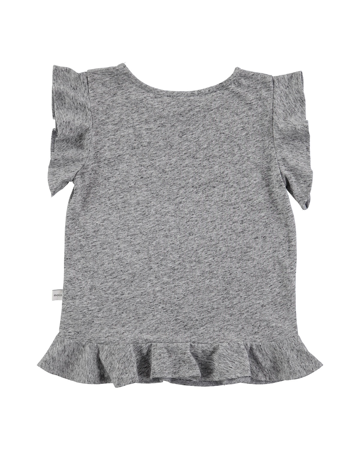 Rabia Heathered Jersey Flounce Tee, Gray, Size 3-14