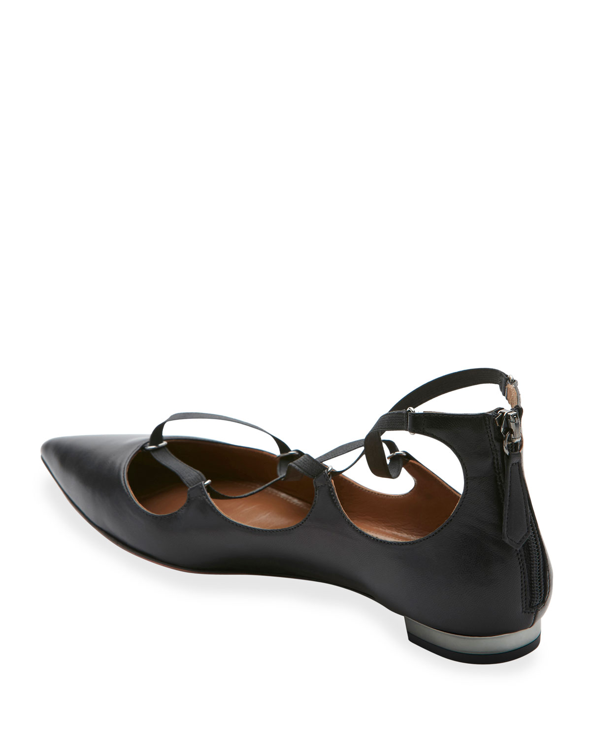 Mischa Strappy Leather Flat, Black