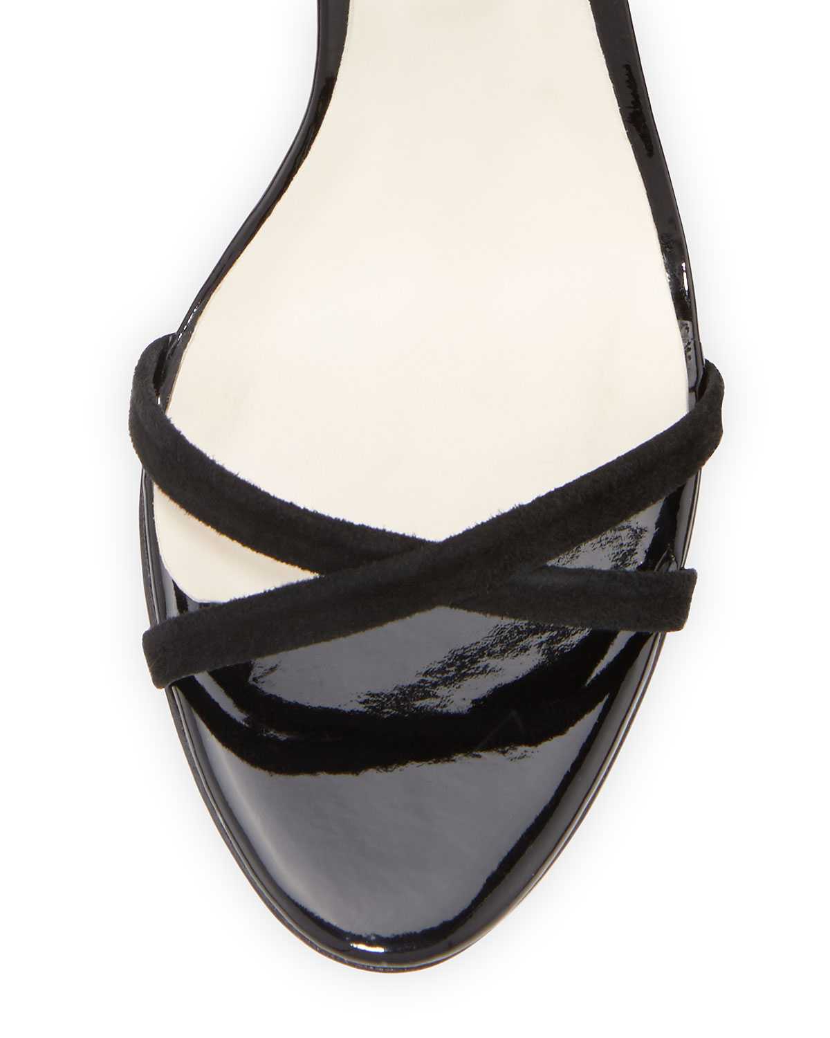 Chiara Butterfly Wing Ankle-Wrap Sandal, Black Iridescent