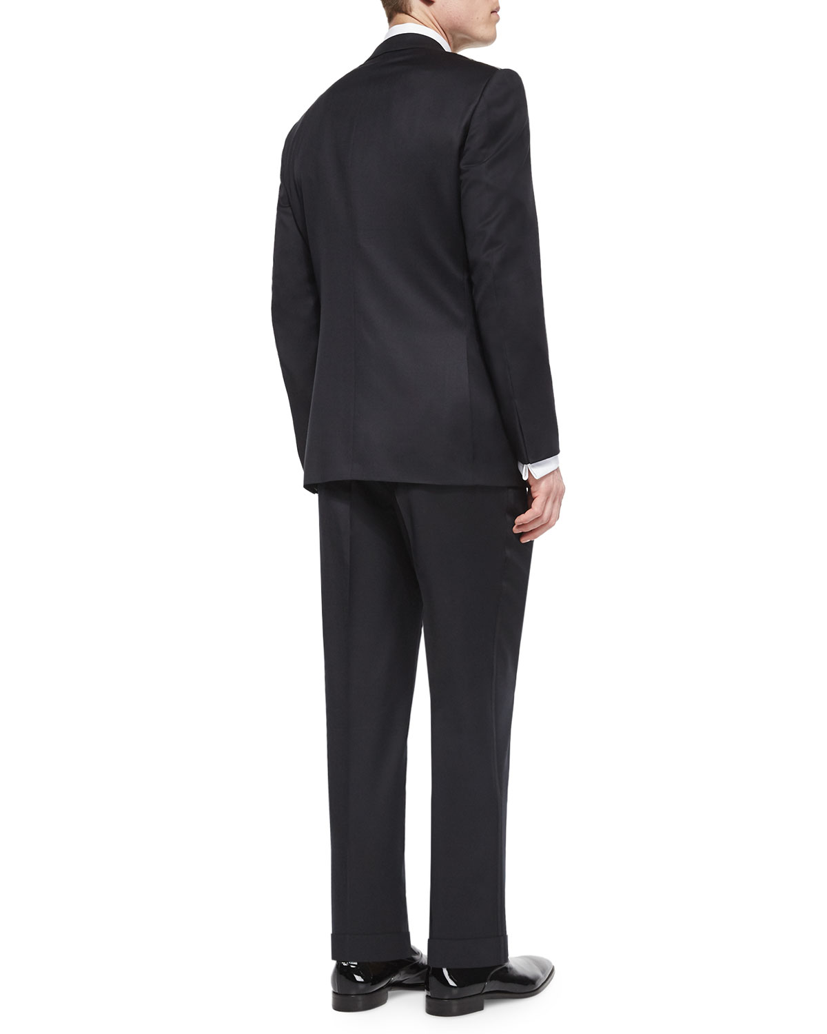 Satin-Taped Formal Wool Trousers, Black