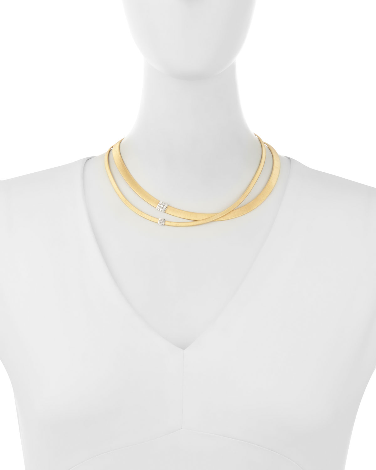 Masai 18K Yellow Gold Two-Strand Necklace with Diamond Stations