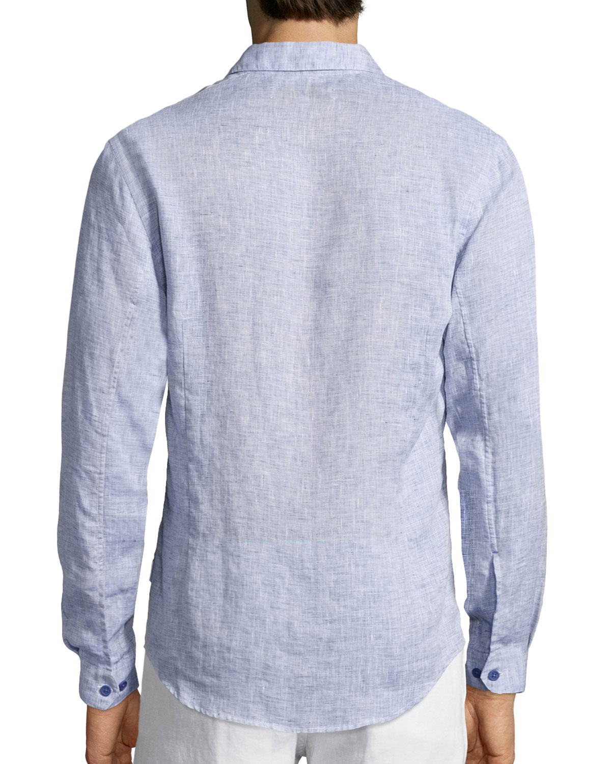 Morton Long-Sleeve Linen Shirt, Navy