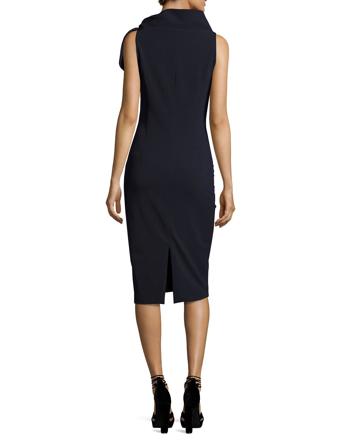 Sleeveless Tie-Neck Cocktail Dress, Navy