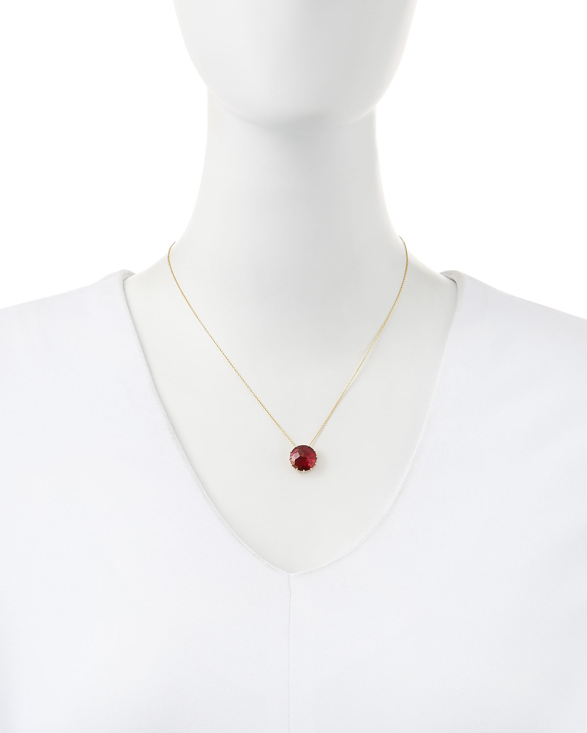 12mm Round Red Crimson Topaz Pendant Necklace