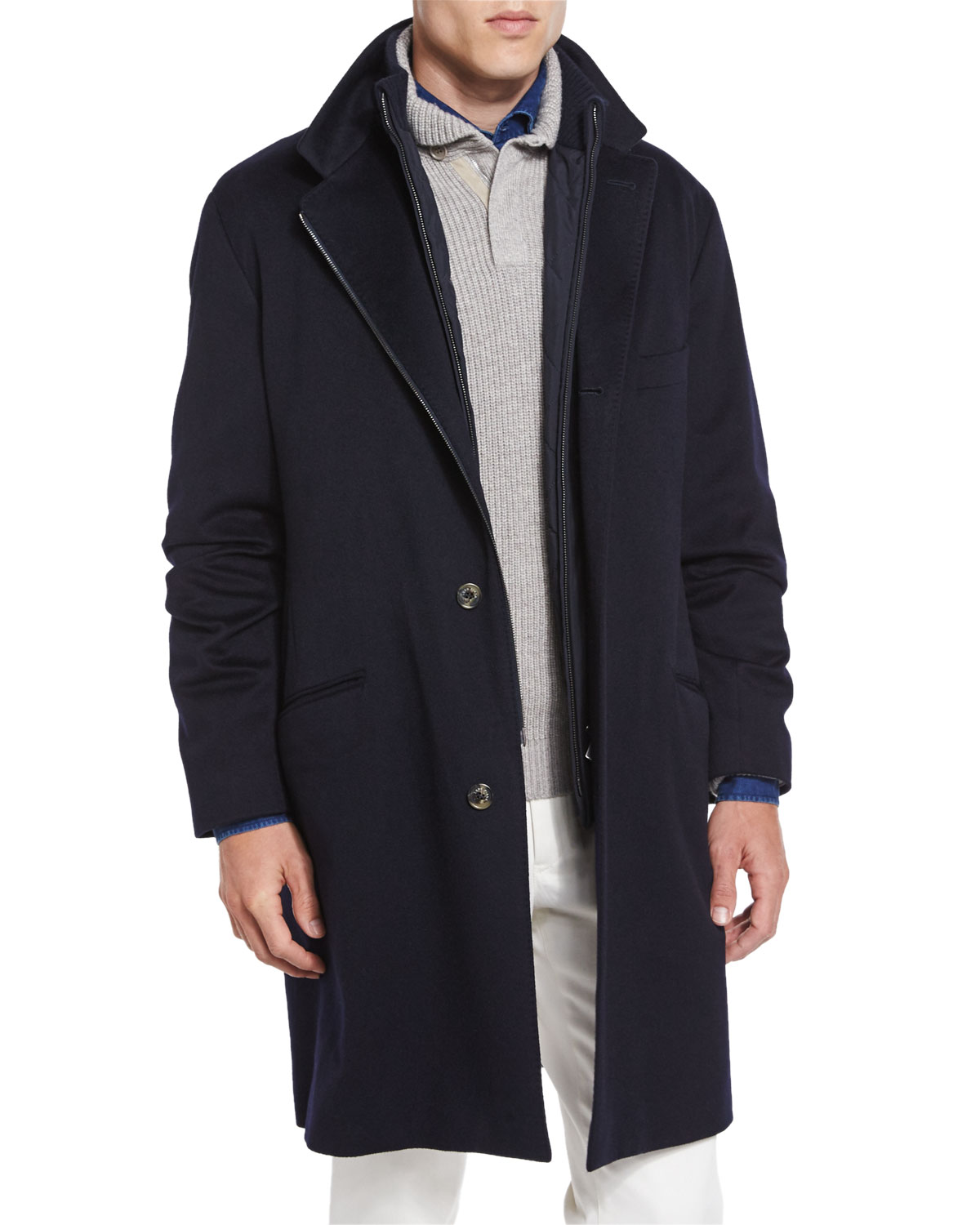 Martingala Cashmere Storm System Coat, Navy