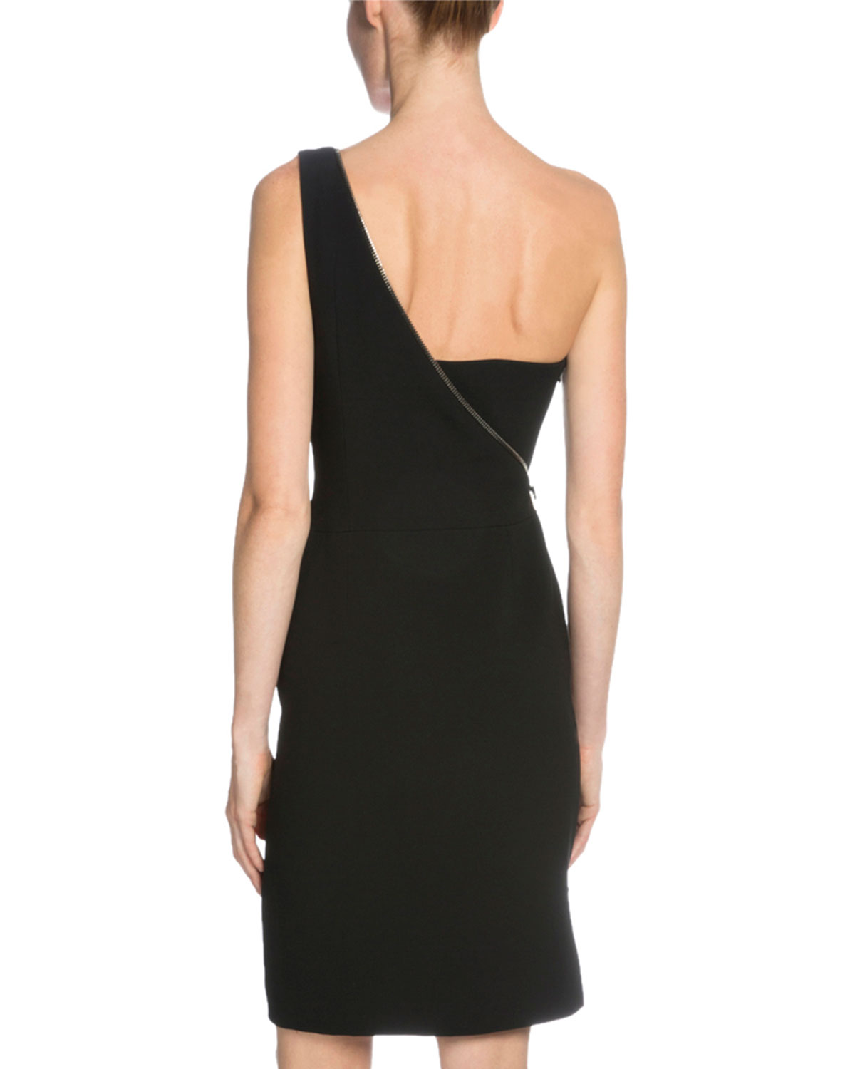 One-Shoulder Sheath Dress, Black