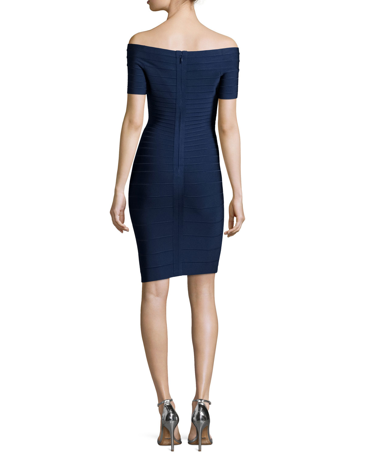 Off-The-Shoulder Bandage Dress, Classic Navy