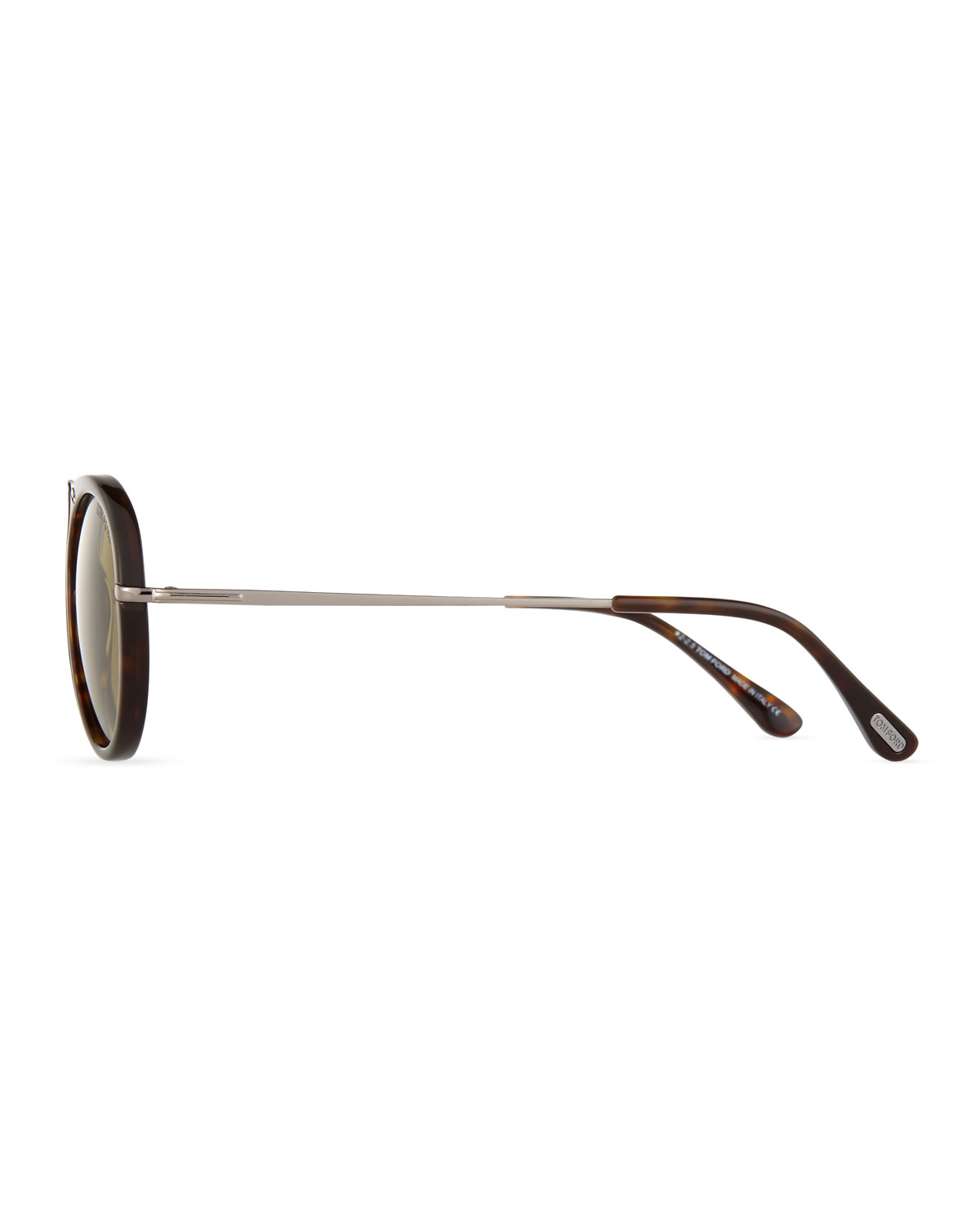 Aaron Trimmed Havana Aviator Sunglasses, Brown