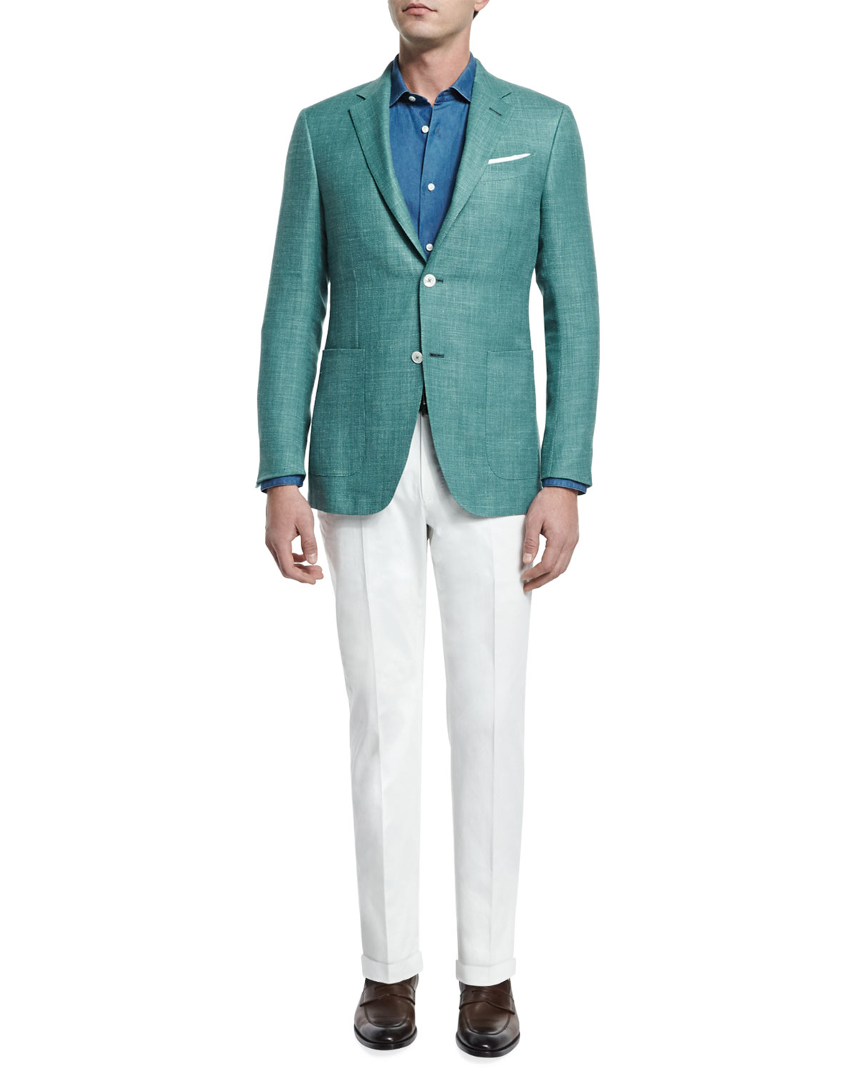 Solid Half-Lined Blazer, Green