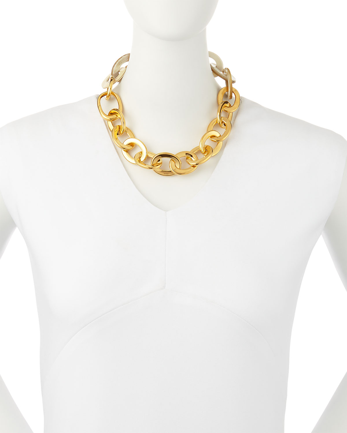 18k Yellow Gold & Natural Horn Link Necklace