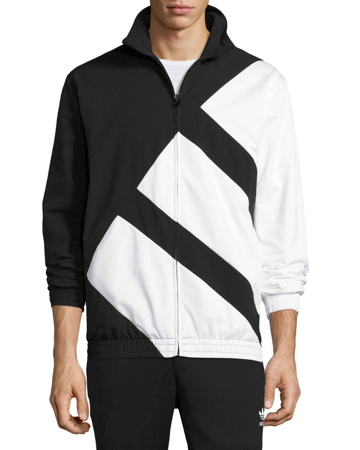 Bold Stripe Track Jacket, Black