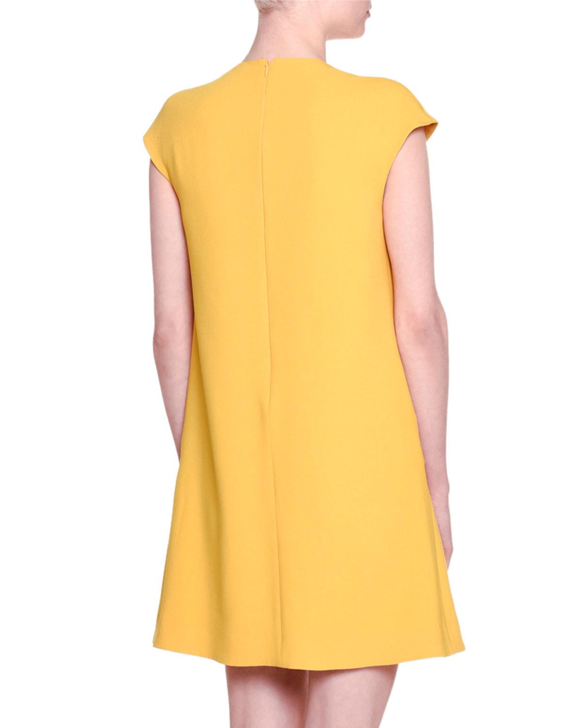 Cap-Sleeve Zip-Detail Shift Dress, Marigold