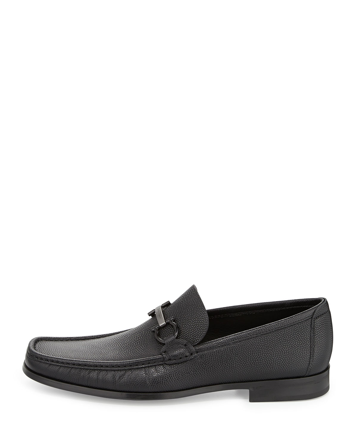 Regal Pebbled Calfskin Gancini Loafer, Black