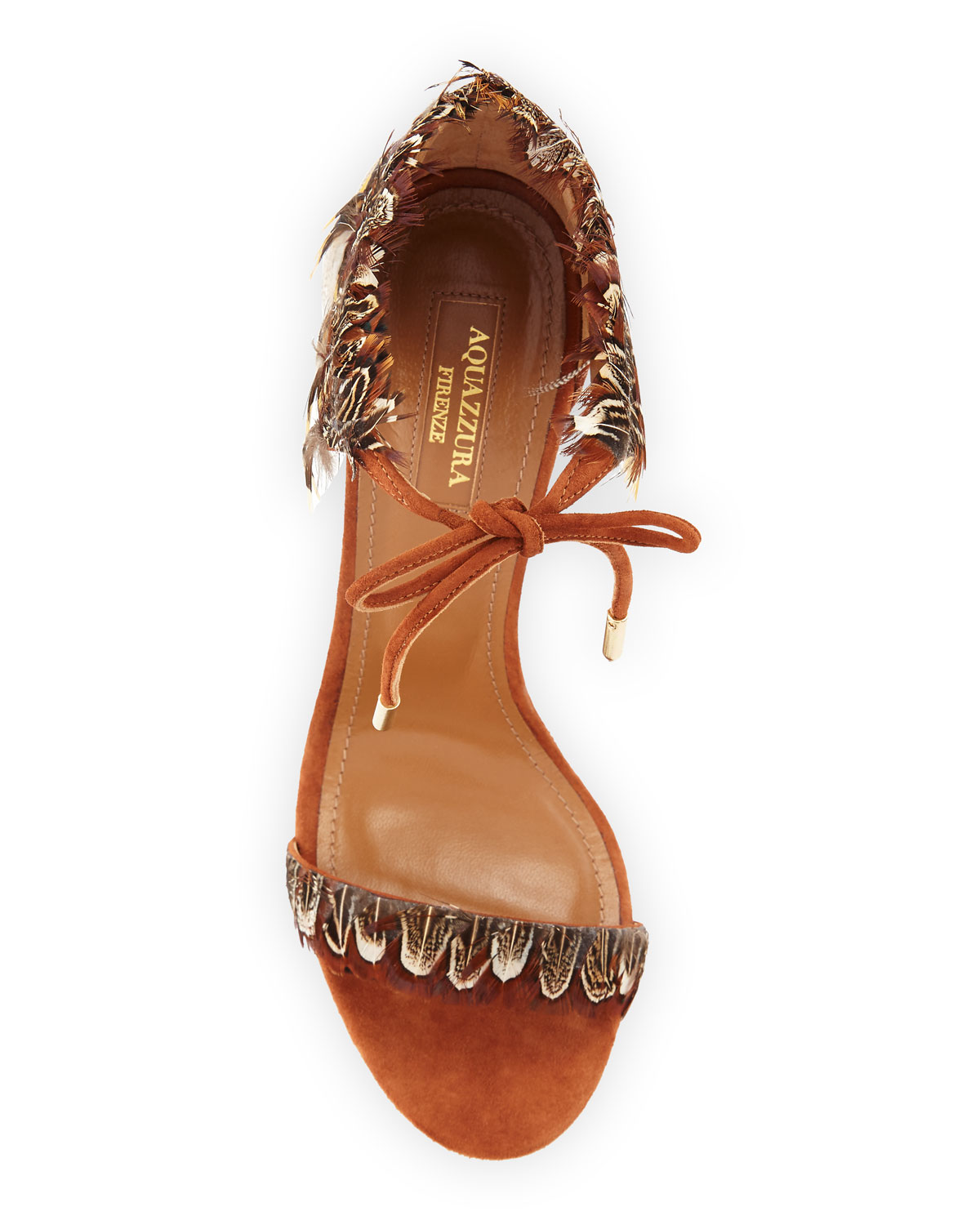 Rio Feather Ankle-Tie Sandal, Luggage