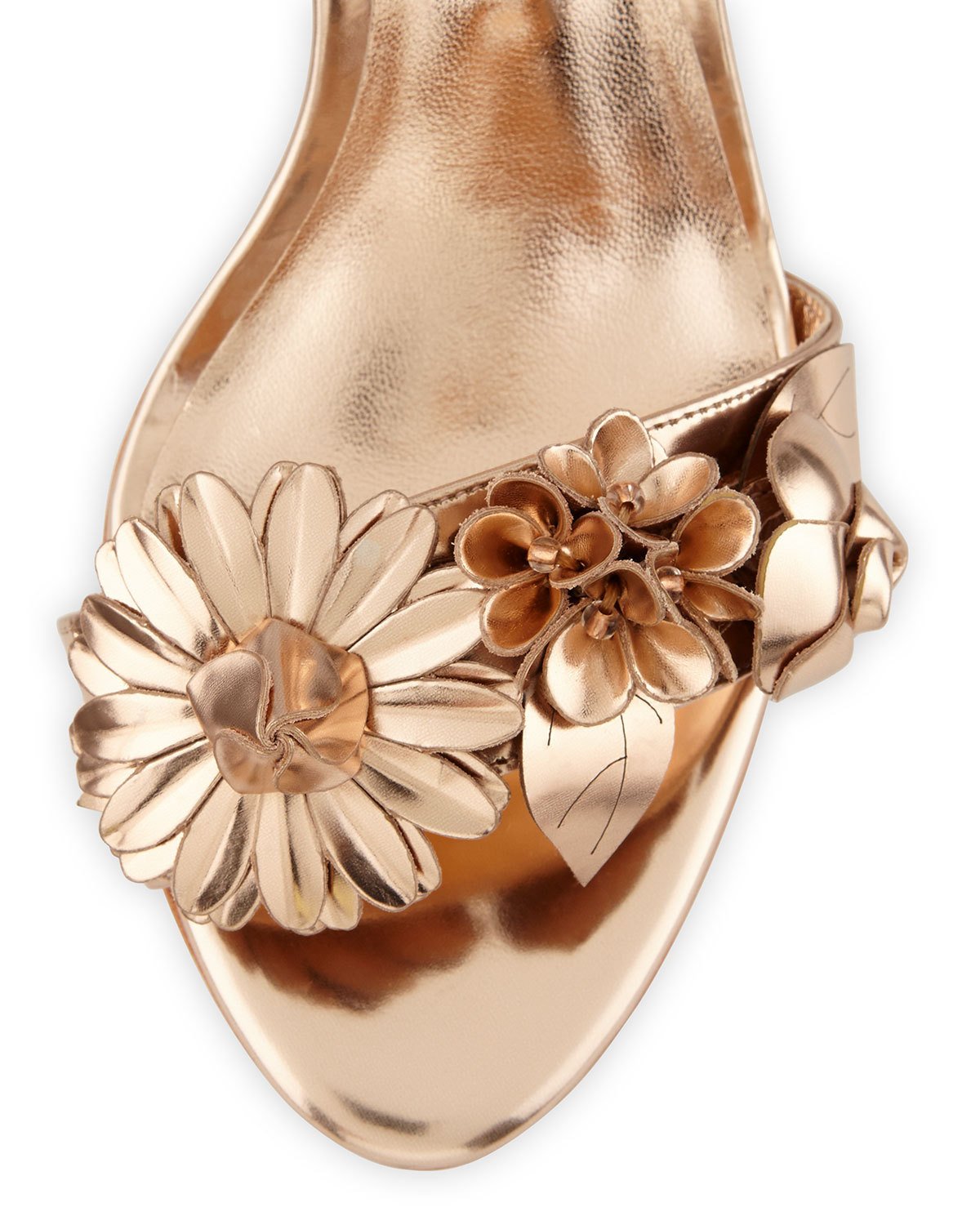 Lilico Floral Leather 85mm Sandal, Rose Gold