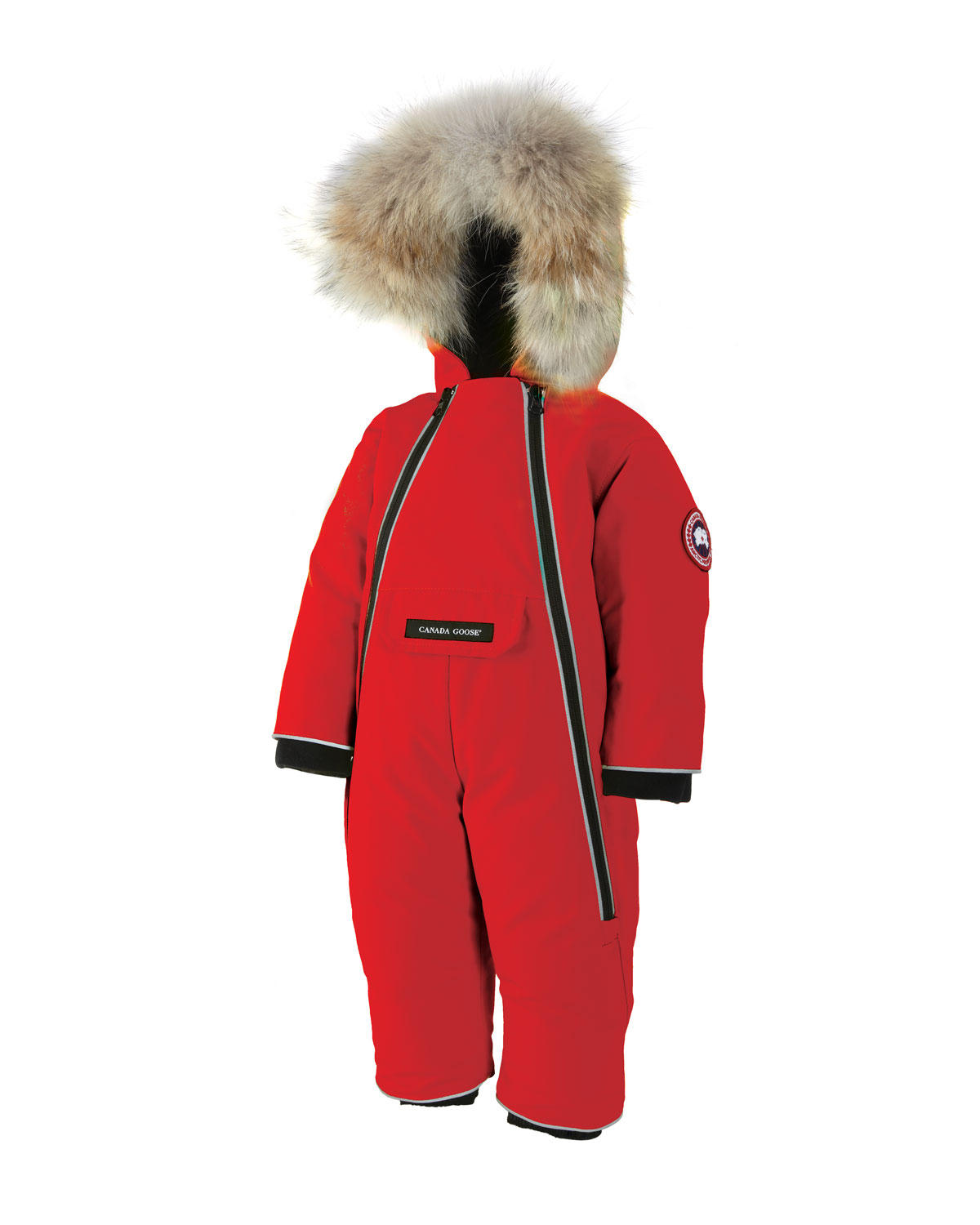 lamb snowsuit with fur trim, size 0-24 months