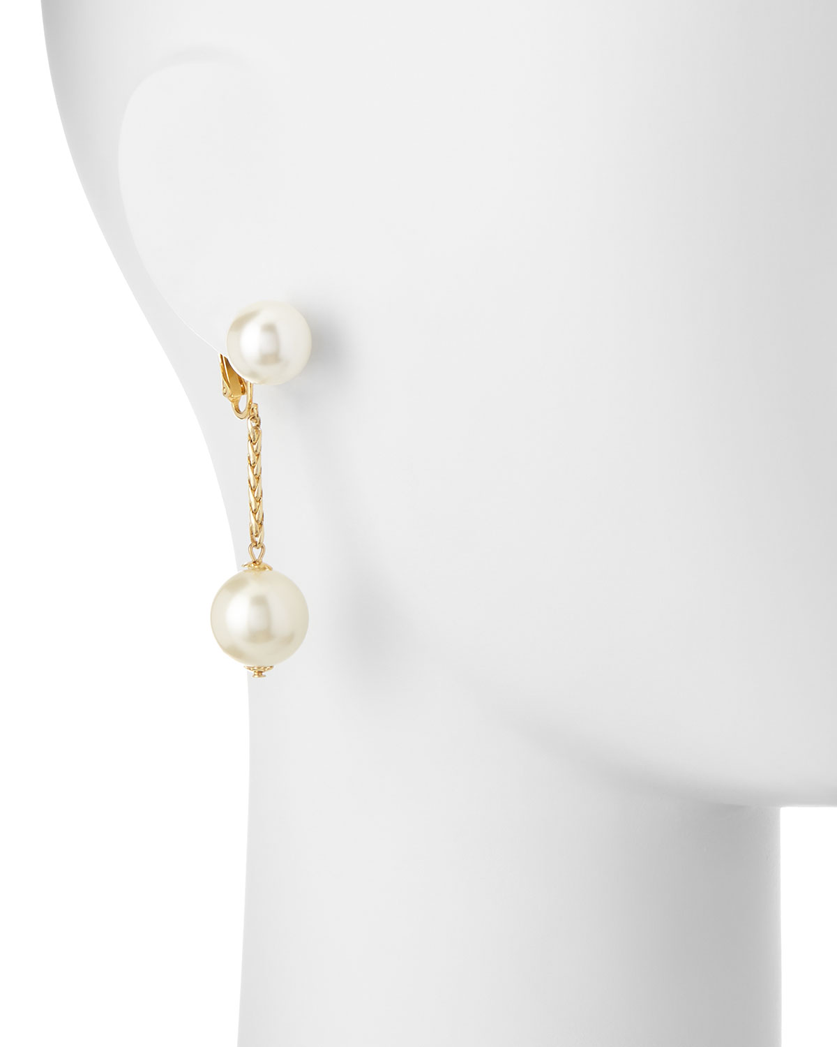 Pearly Chain Drop Clip-On Earrings