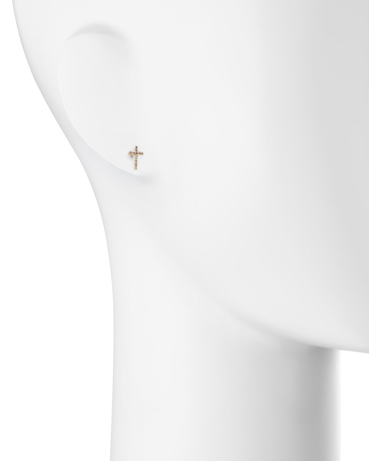 14k Gold Diamond Cross Single Stud Earring