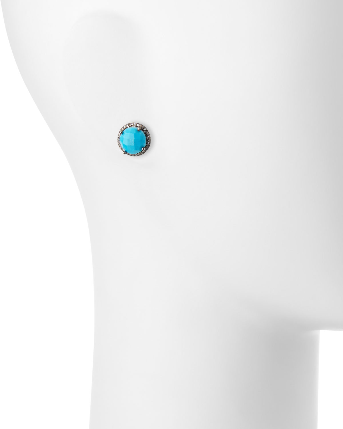 Faceted Turquoise & Diamond Earrings