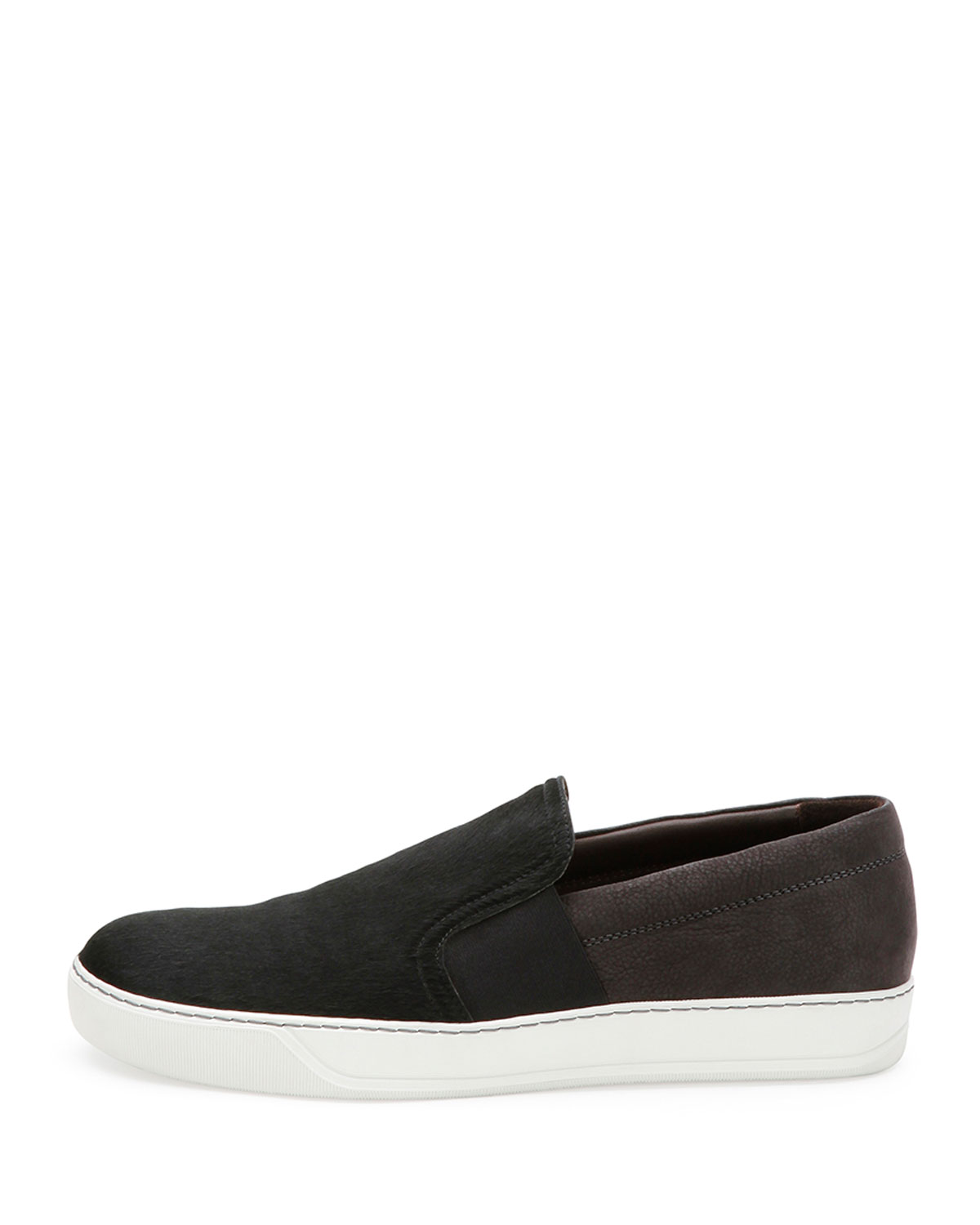 Calf Hair & Suede Skate Shoe, Black 