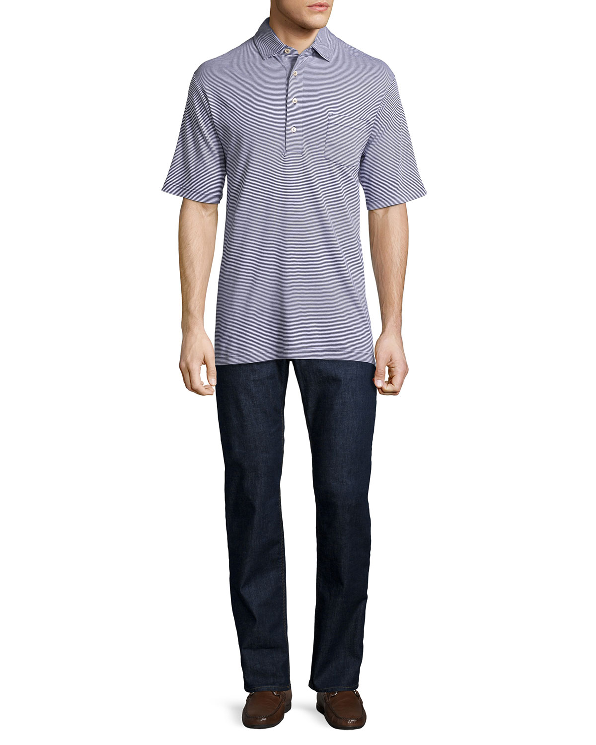 Straight-Leg Stretch-Denim Jeans, Indigo