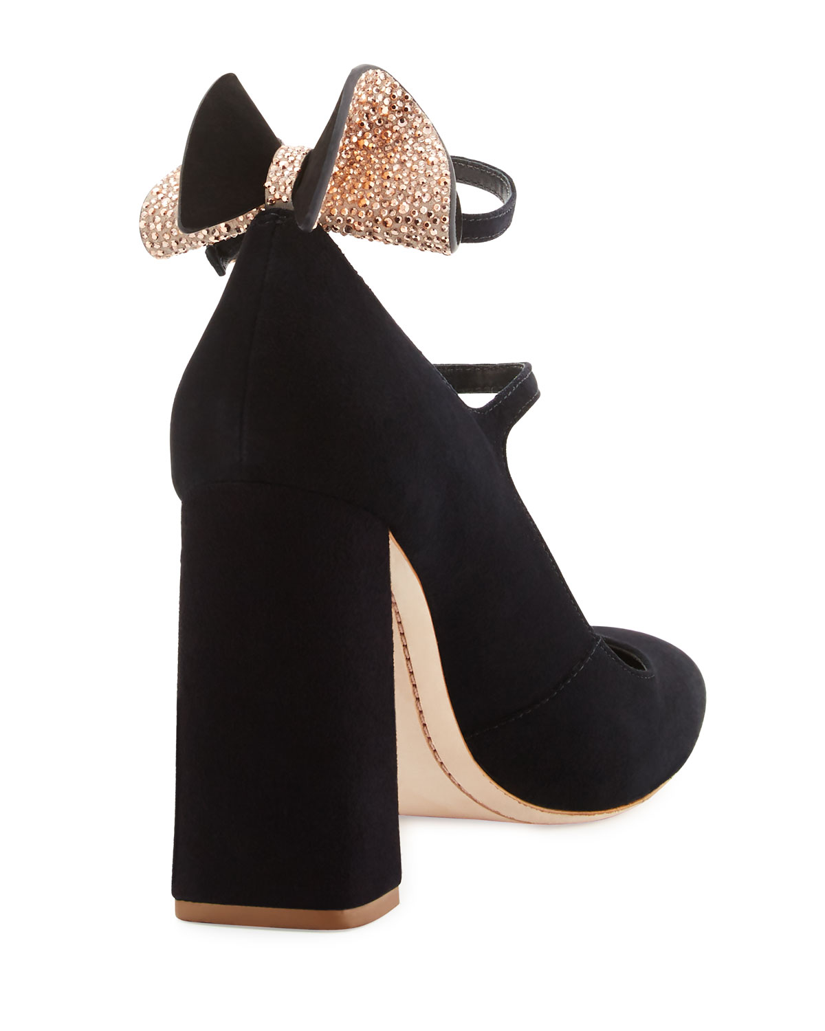 Lilia Bow Suede 100mm Pump, Black