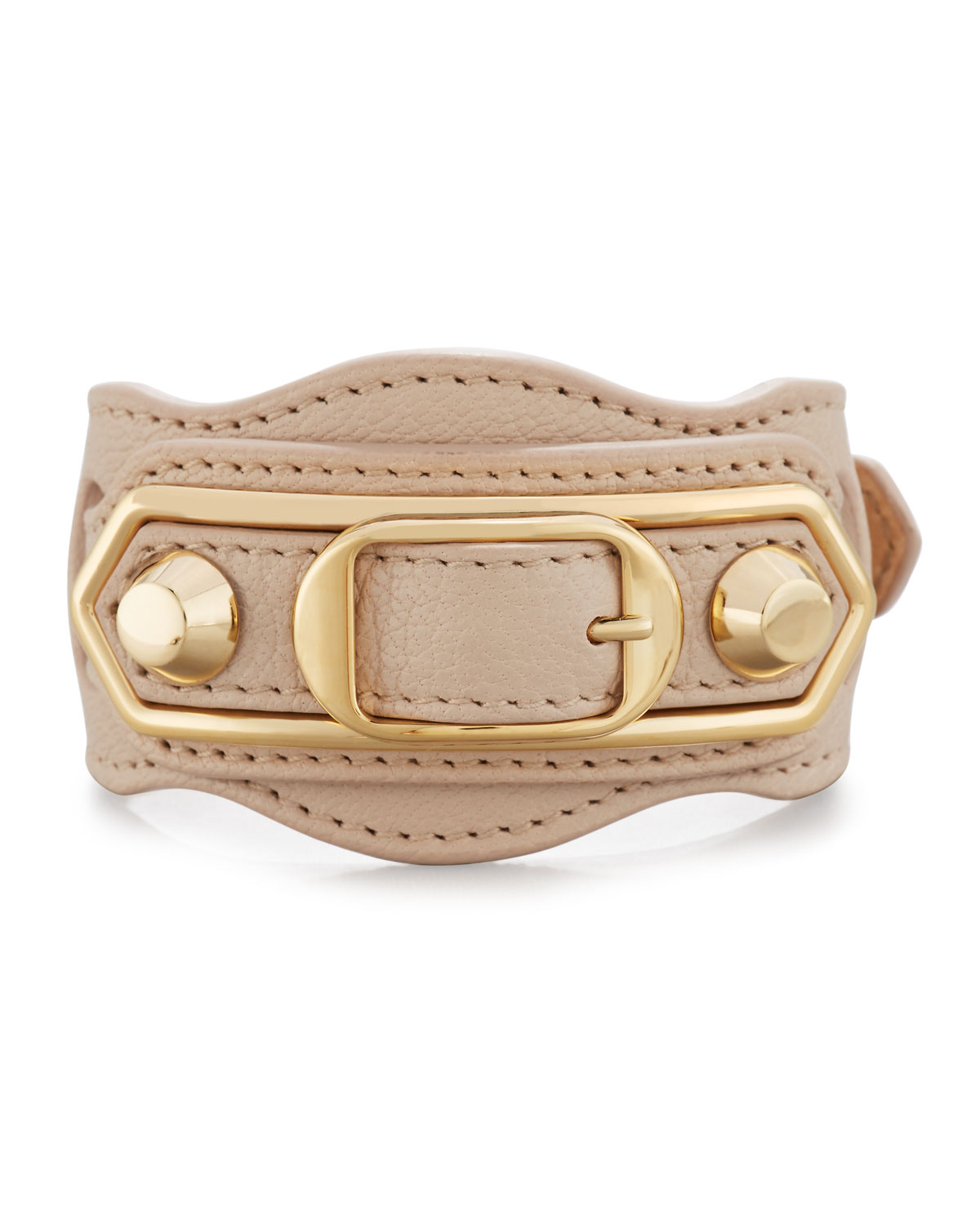 Metallic Edge Leather Belt-Style Bracelet