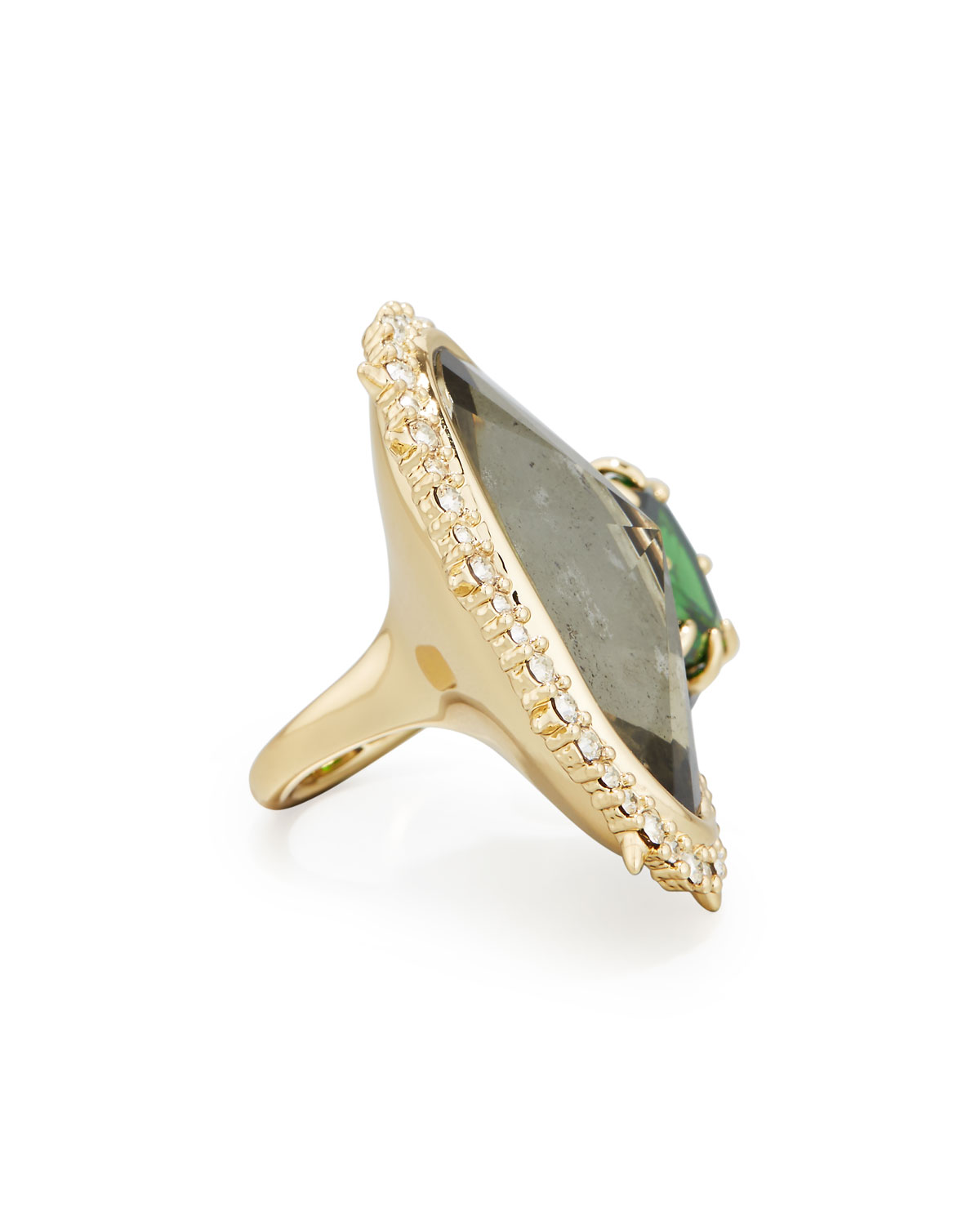 Pyrite & Emerald Cubic Zirconia Cocktail Ring