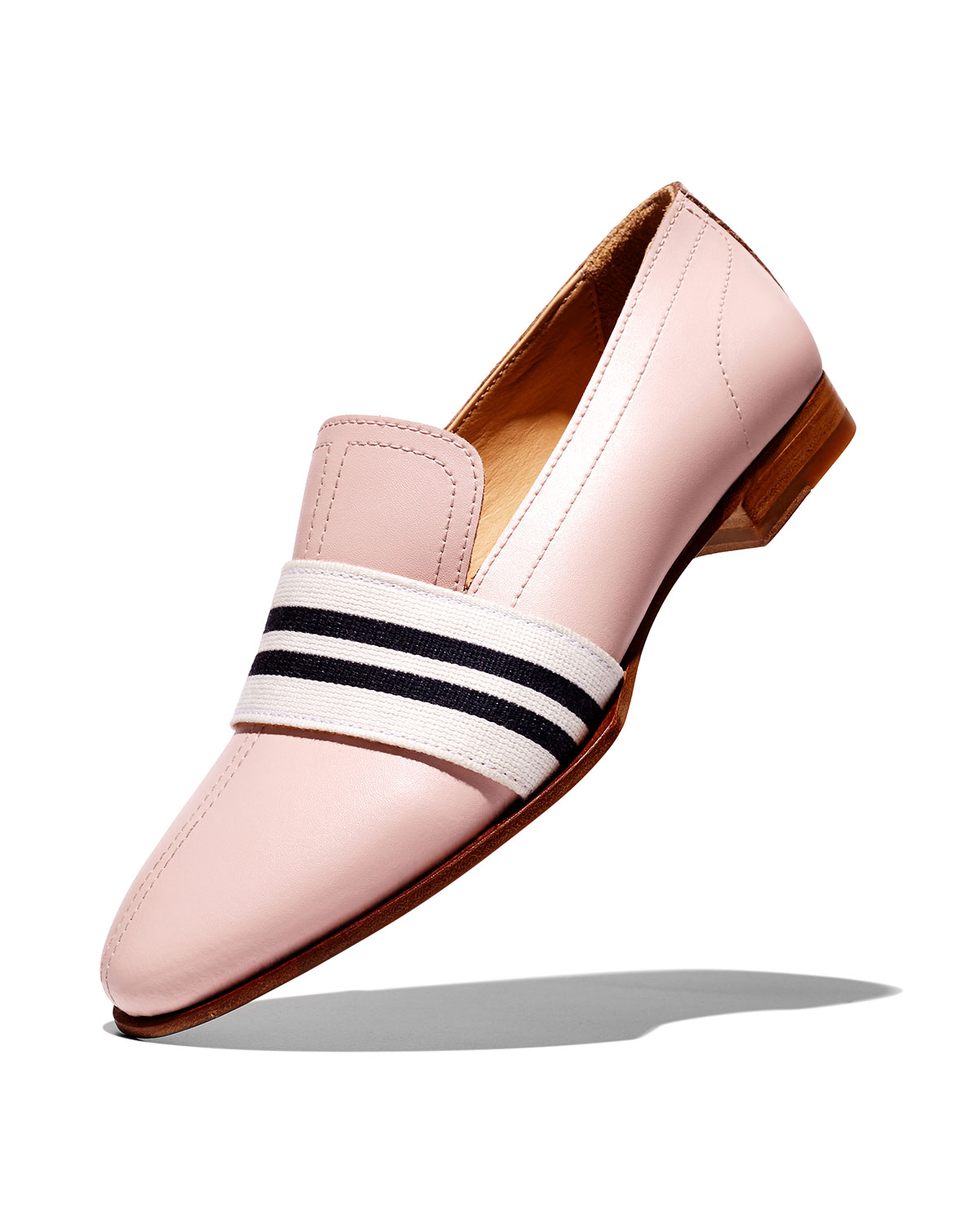 Amber Striped-Web Leather Loafer, Pink