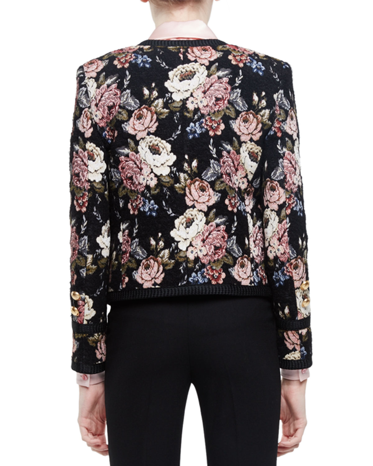 Spencer Floral-Print Jacket, Beige Rose/Black