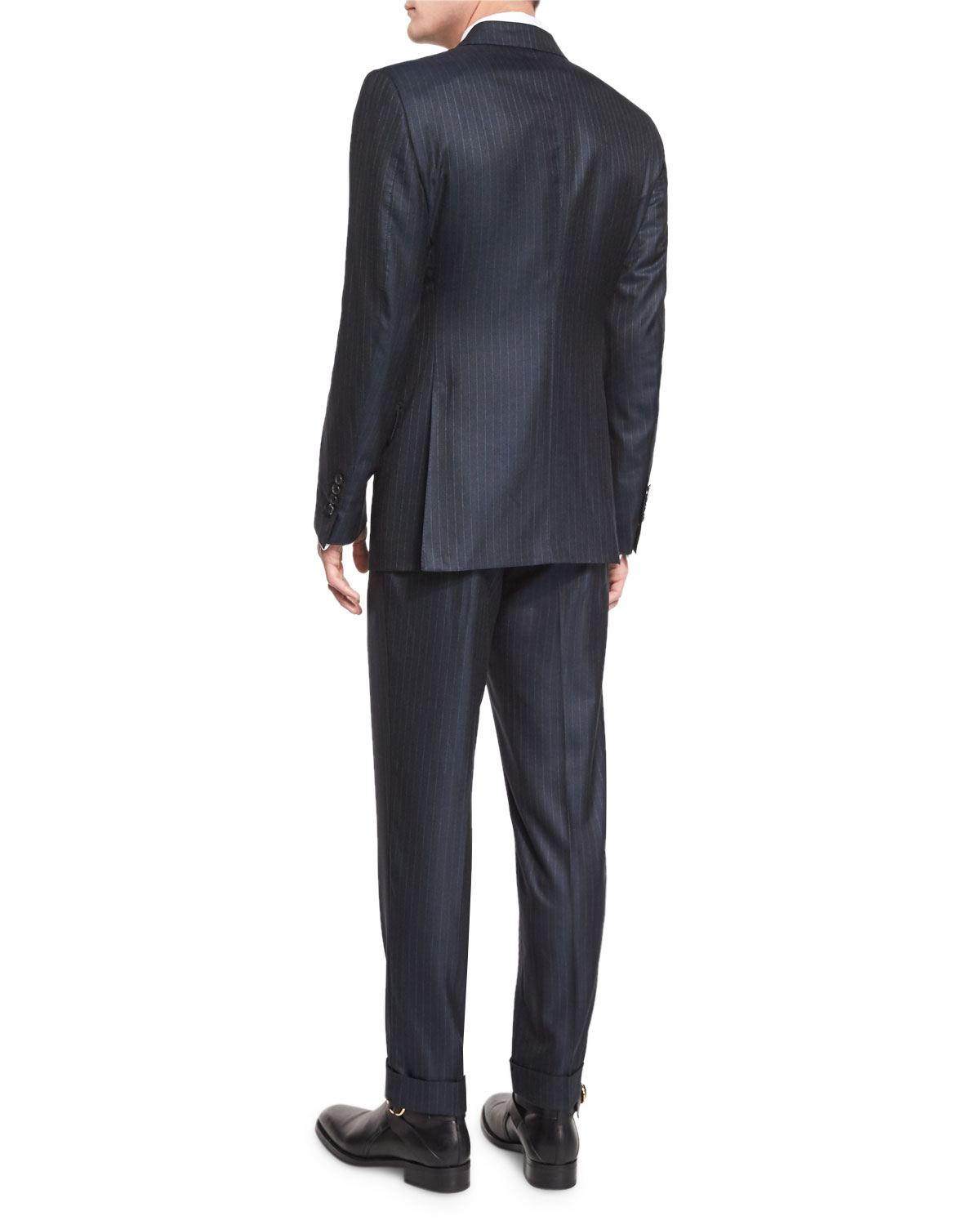 O'Connor Base Birdseye Pinstripe Wool Suit, Navy