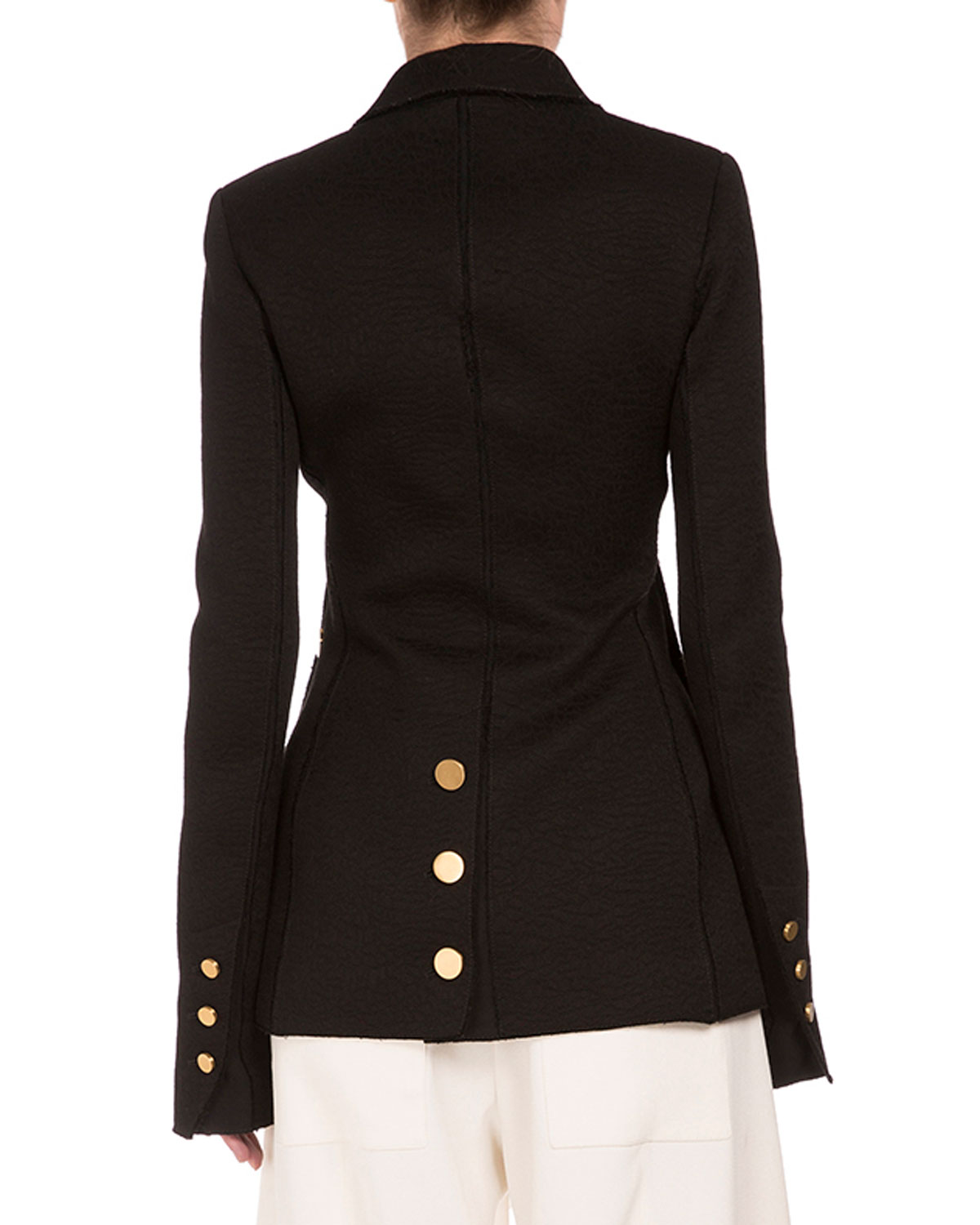 Asymmetric Button-Front 2-In-1 Blazer, Black