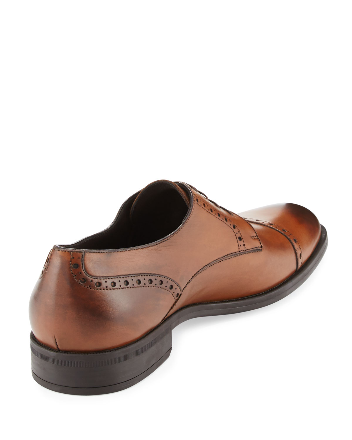 Leather Cap-Toe Derby Shoe, Brown