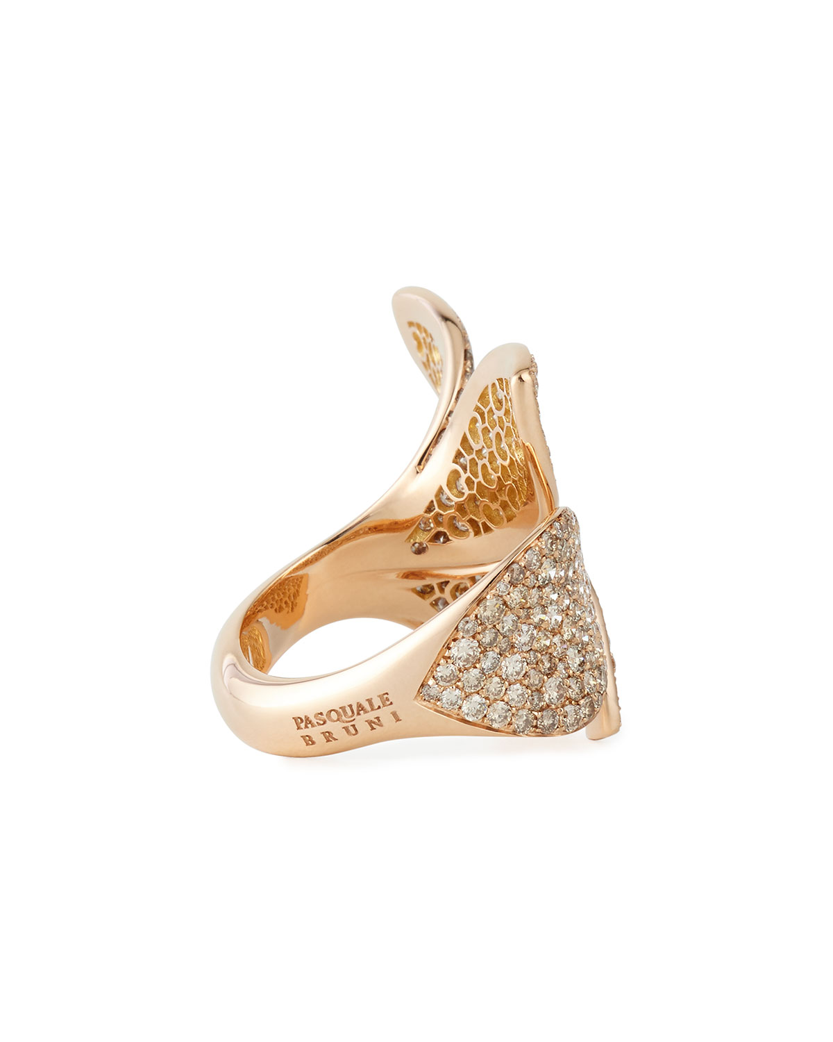 Giardini Segreti 18k Rose Gold Diamond Leaf Ring, 4.35 cts.