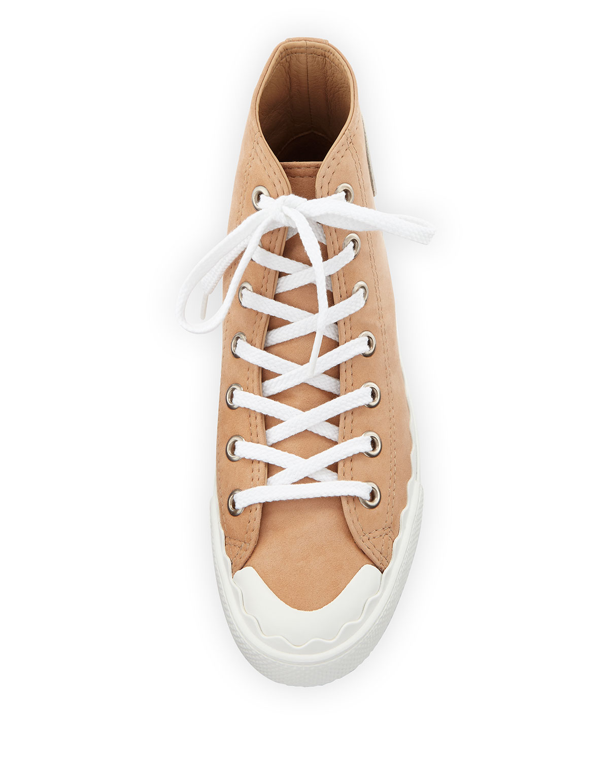 Scalloped Suede High-Top Sneaker, Reef Shell