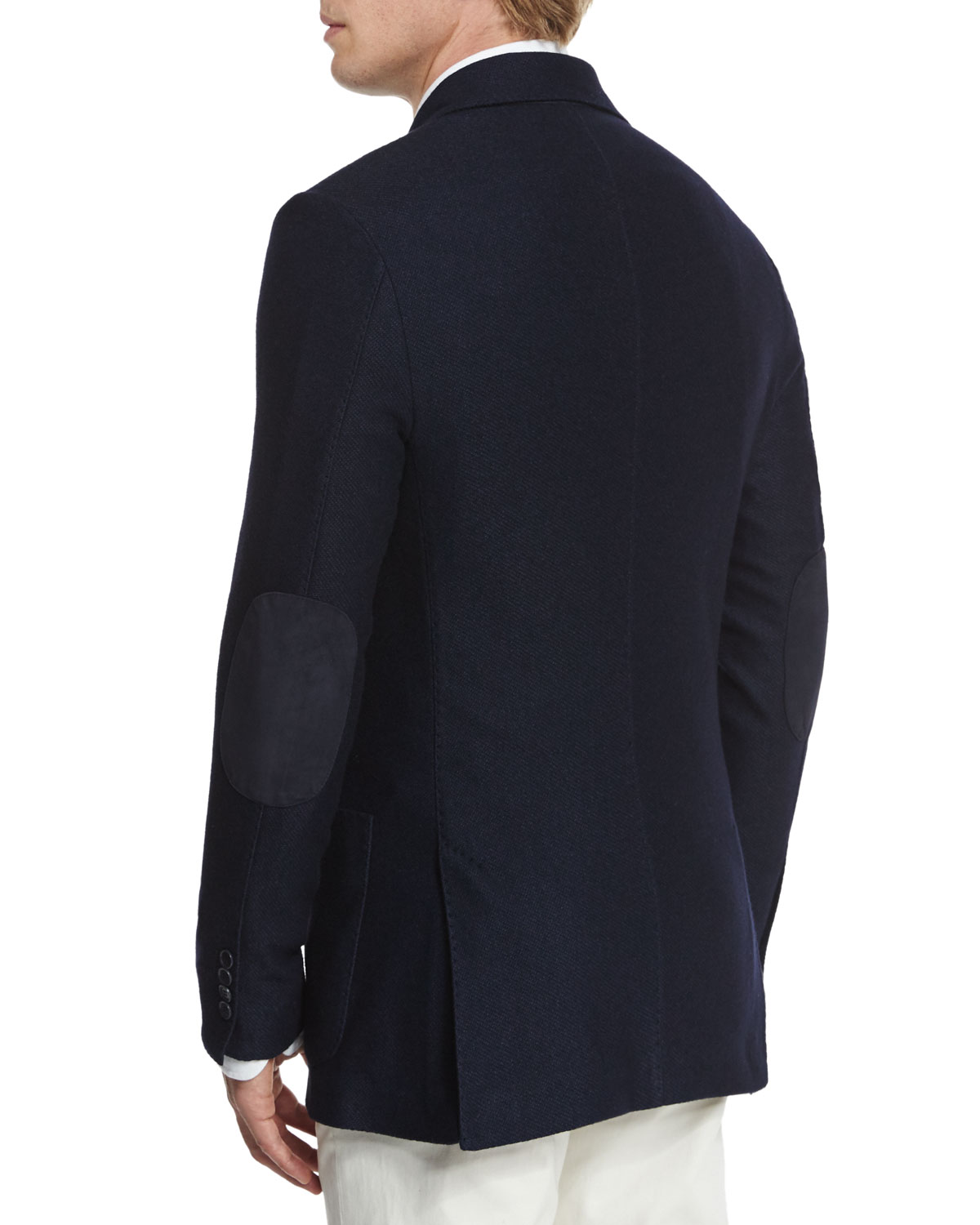 Cashmere-Silk Three-Button Sweater Jacket, Blue