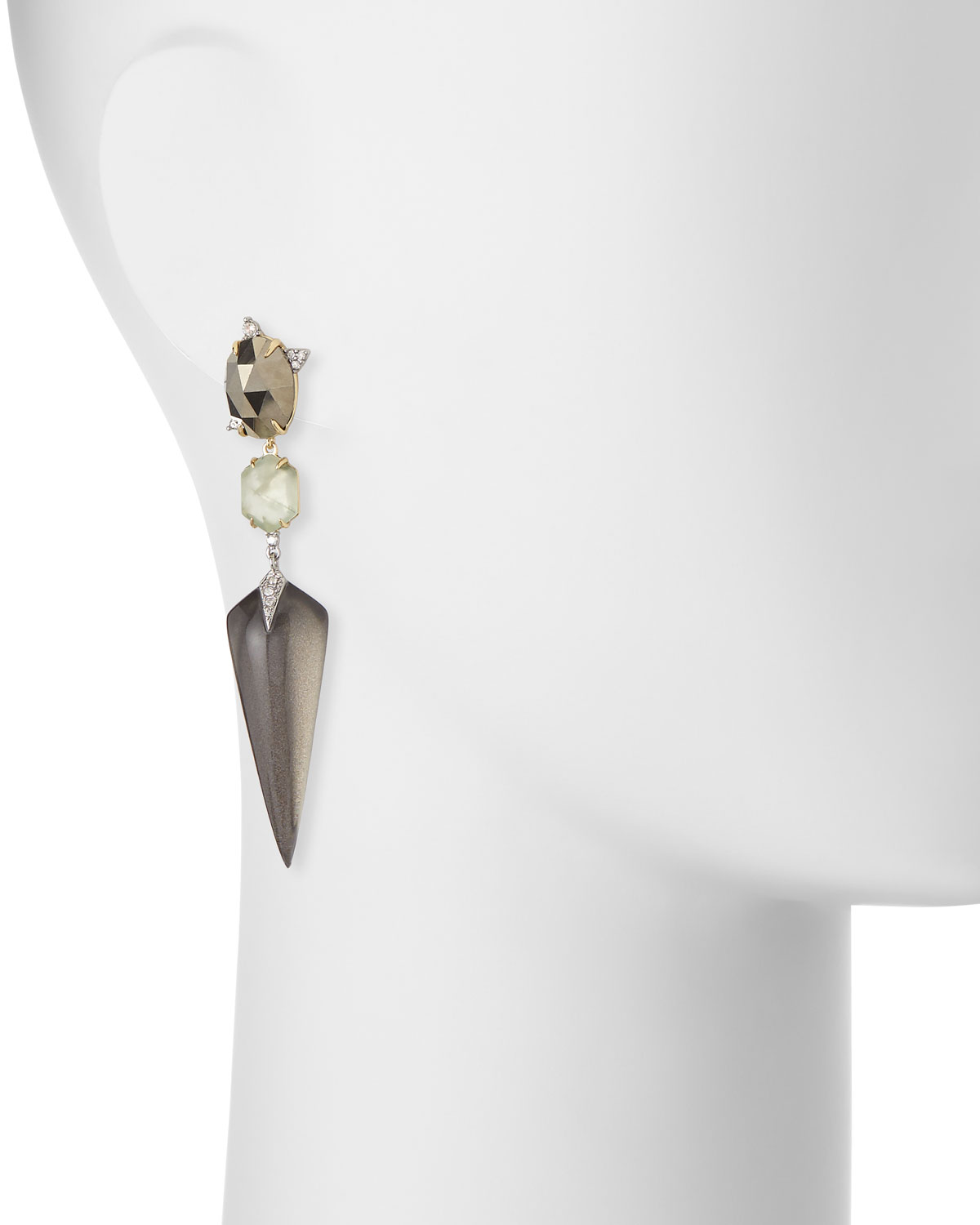 Mosaic Futurist Spike Drop Earrings, Gray