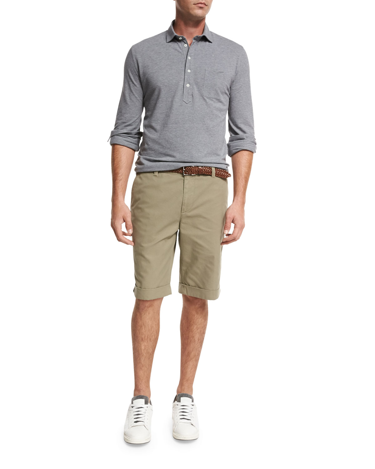 flat-front cotton shorts